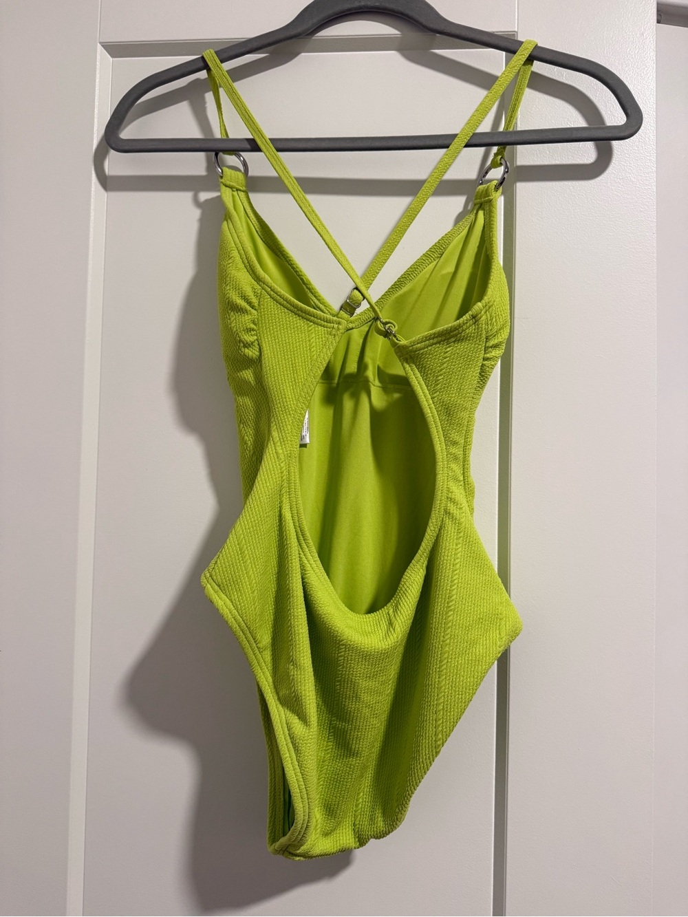 Michael Kors Lime Green One-Piece Swimsuit with Crisscross Straps - Picture 3 of 5